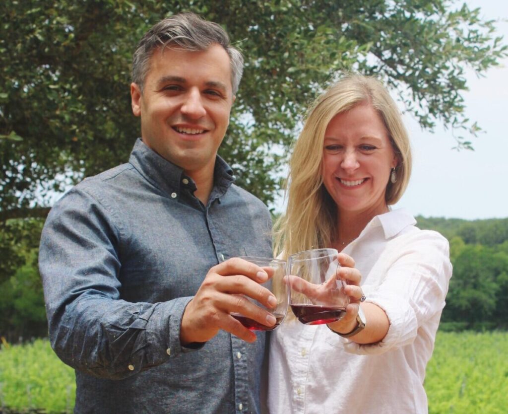 Sommly co-founders, Erik & Sara Wagner, enjoy a glass of wine